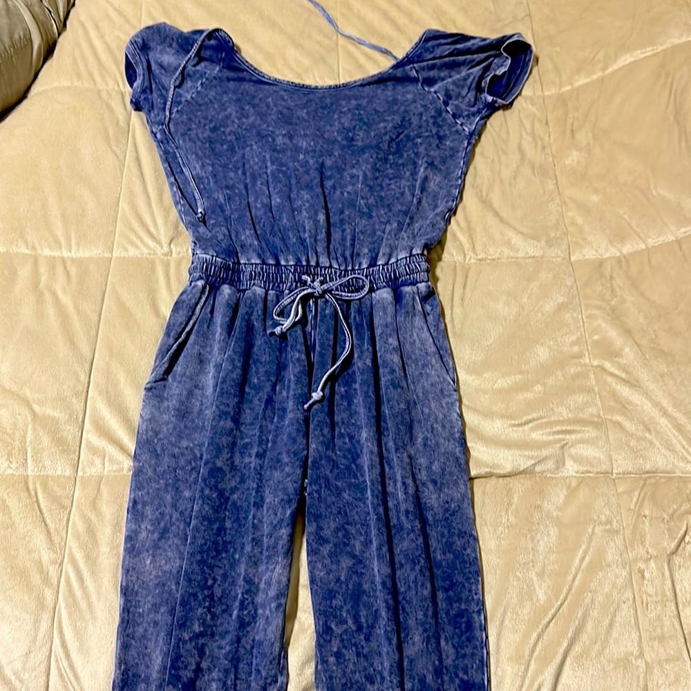Washed blue jumpsuit